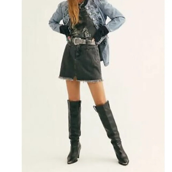 NWT Free People Sidecar Mini Skirt in Saratoga Blue - Picture 8 of 11